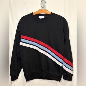 Sub_Urban Riot Black Crewneck with Red, Blue, and White Stripes